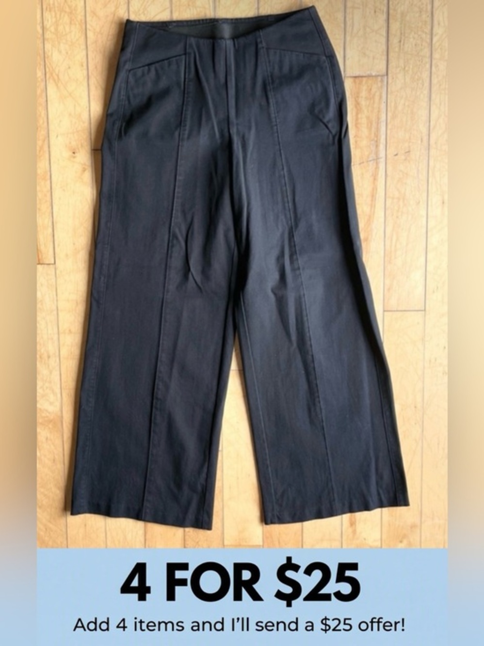 Old Navy High-Rise Wide Leg Black Minimalist Office Pants Trousers Size Medium